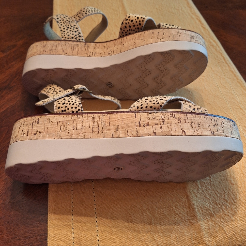 NWOT leather BOUTIQUE BY CORKYS furry platform flatform sandals si… - Picture 14 of 15